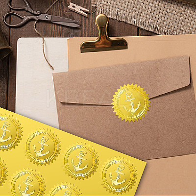 34 Sheets Self Adhesive Gold Foil Embossed Stickers DIY-WH0509-064-1
