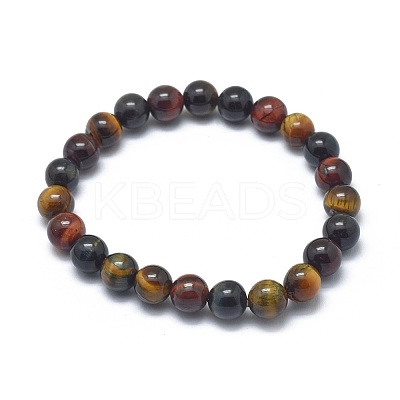 Natural Tiger Eye Bead Stretch Bracelets X-BJEW-K212-B-005-1
