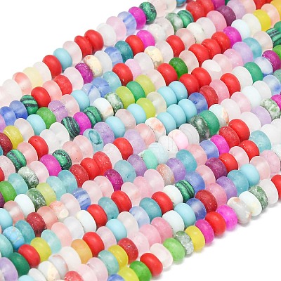 Synthetic ShouShan Stone & Synthetic Malachite & Natural Green Spot Jasper & White Jade Beads Strands G-P575-A30-4x2mm-02-1