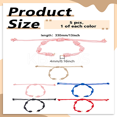 5Pcs 5 Colors Adjustable Braided Nylon Cord Bracelet Making MAK-LP0001-05-1