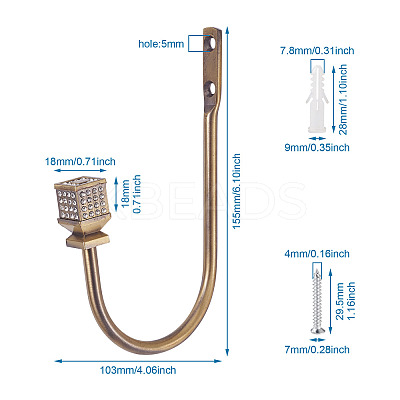Zinc Alloy U Shape Hook Hangers Curtain SW-TAC0002-08B-1