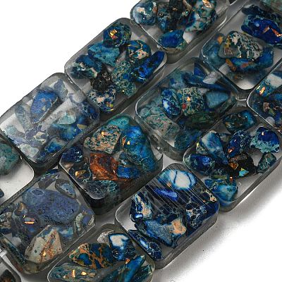 Dyed Natural Imperial Jasper with Resin Beads Strands G-G083-F07-01-1