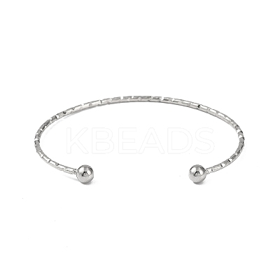 Non-Tarnish 304 Stainless Steel Textured Open Cuff Bangles for Women BJEW-S155-03P-1