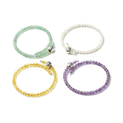 Reiki Crystal Natural Mixed Stone Beads Bangle for Girl Women BJEW-JB06802-1