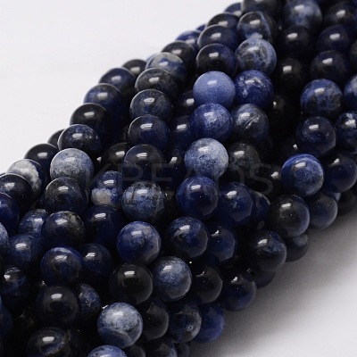 Natural Sodalite Round Beads Strands X-G-E329-10mm-39-1