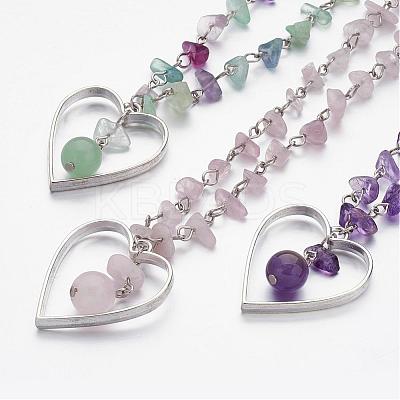 Natural Gemstone Beaded Necklaces NJEW-JN01709-1