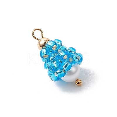 Glass Seed Beaded Teardrop Pendants PALLOY-MZ00636-1
