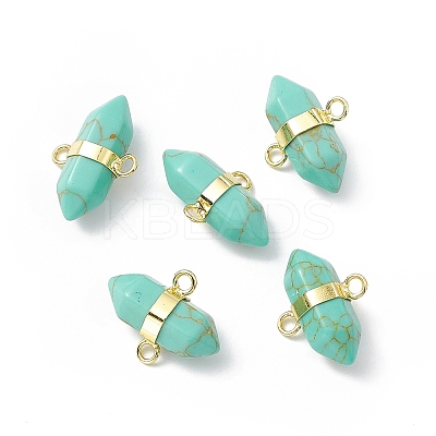 Synthetic Turquoise Double Terminal Pointed Connector Charms G-P491-11G-03-1