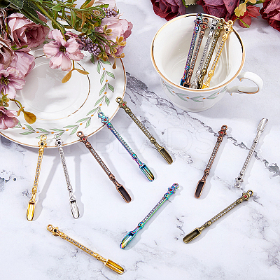 15Pcs 5 Colors Zinc Alloy Rhinestone Spoon AJEW-DC0001-91-1