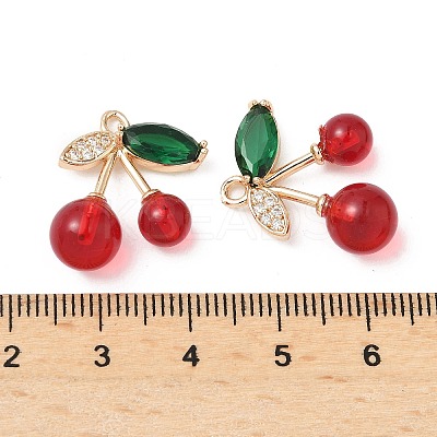 Brass & Glass Micro Pave Cubic Zirconia Pendants KK-S532-08KCG-1