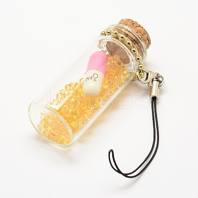 Glass Wishing Bottle Pendant Decoration HJEW-F003-01-1
