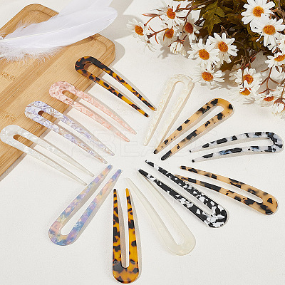 12Pcs 12 Colors Acrylic Hair Forks AJEW-GO0001-58-1