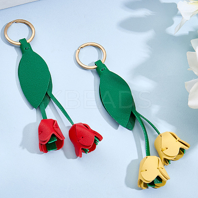 2Pcs 2 Colors Imitation Leather Key Hanging Decoration FIND-GF0008-34-1