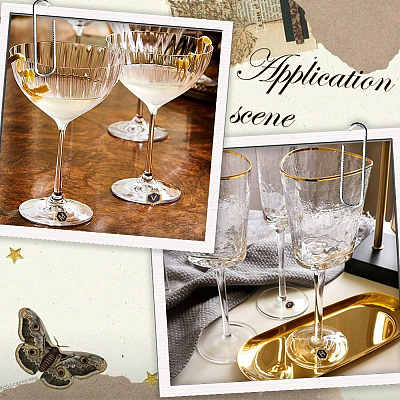 Hexagon with Letter Alloy Black Enamel Pendants Wine Glass Charms DIY-SC0030-20-1