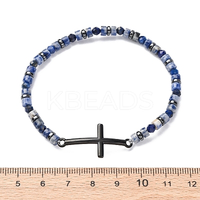 Natural Lapis Lazuli Beads Stretch Bracelets BJEW-F493-07EB-1