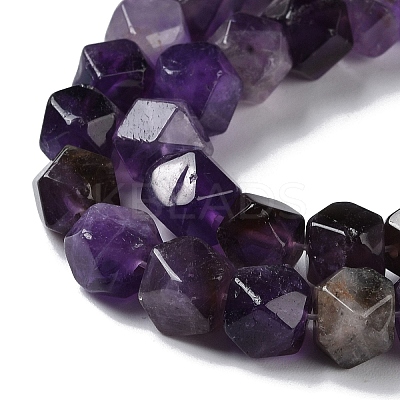 Natural Amethyst Star Cut Round Beads Strands G-M418-C01-01-1