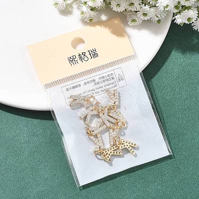 SHEGRACE Brass Micro Pave Clear Cubic Zirconia Pendants XGRQ29162-394G-K-1