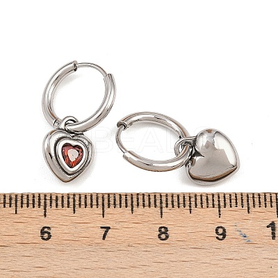 316 Surgical Stainless Heart Hoop Earrings EJEW-C160-16-1