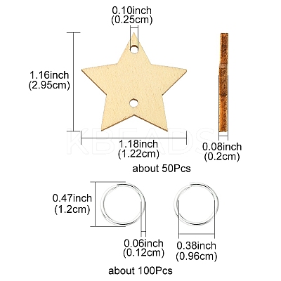 50Pcs Undyed Wood Connector Charms WOOD-FS0001-12B-1