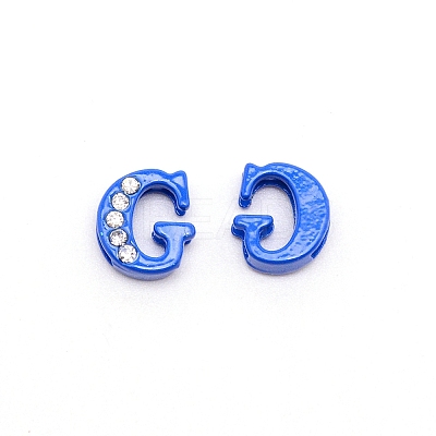 Rhinestone Slide Letter Charms RB-TAC0002-01G-1