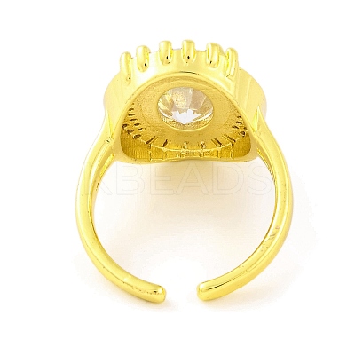 Oval Cubic Zirconia & Glass Open Cuff Ring RJEW-U003-21-1
