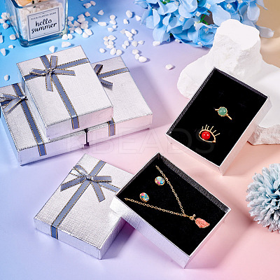 Rectangle Paper Jewelry Set Storage Boxes with Bowknot LS-CON-TAC0014-04G-1