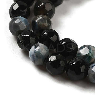 Faceted Natural Fire Crackle Agate Beads Strands G-F447-4mm-A18-01-1