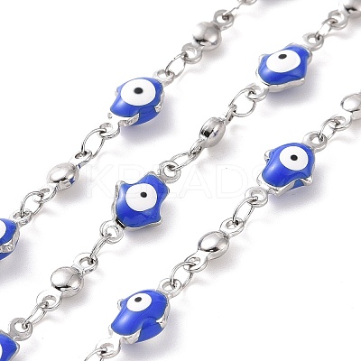 Enamel Hamsa Hand with Evil Eye Link Chains CHS-G023-02P-01-1