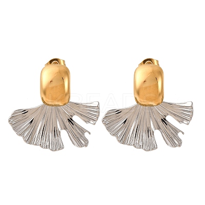 304 Stainless Steel Two Tone Stud Earrings for Women LS-EJEW-A136-01C-GP-1
