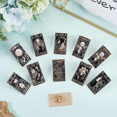 10Pcs 10 Styles Tarot Enamel Pins JEWB-SC0001-72-1