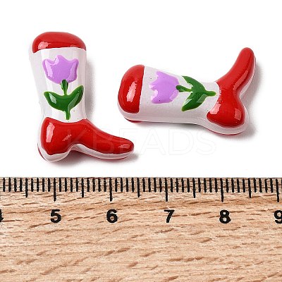 Boot Baking Paint Glass Enamel  Beads LAMP-C020-02L-1