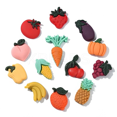 Vegetables and Fruits Theme Resin Cabochons CRES-CJ0001-10-1