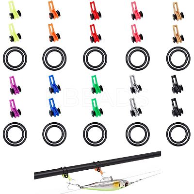 50 Sets 10 Colors Plastic & Silicone O-Rings Fishing Rod Pole Hook Keeper Sets FIND-FH0003-26-1