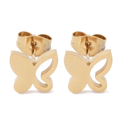 PVD Vacuum Plating 304 Stainless Steel Stud Earrings for Women EJEW-A048-48F-G-1