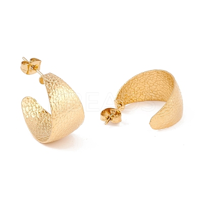 Ion Plating(IP) 304 Stainless Steel Chunky C-shape Stud Earrings EJEW-P198-11G-1