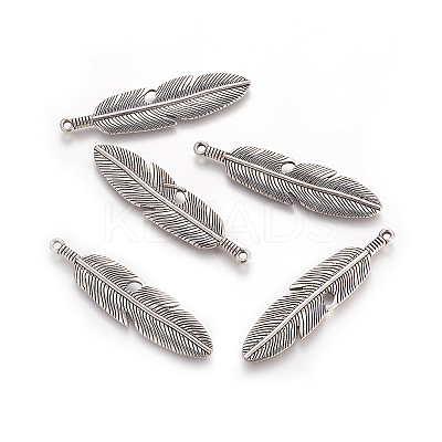 Tibetan Style Alloy Feather Big Pendants X-TIBEP-A12720-AS-NR-1
