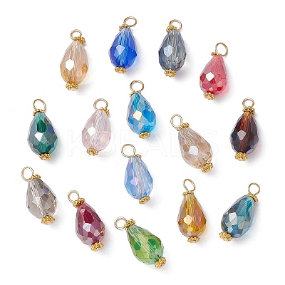 15Pcs 15 Color Electroplate Glass Pendants PALLOY-JF02257-1