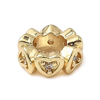 Brass Micro Pave Clear Cubic Zirconia European Beads ZIRC-I356-28G-1