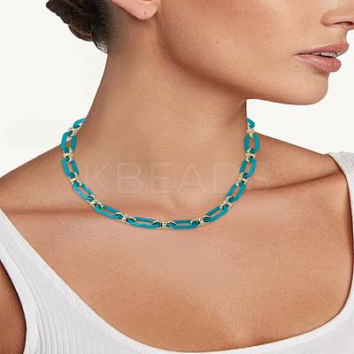 1Pc Acrylic Oval Link Chain Necklaces for Women NJEW-LP0002-96A-1