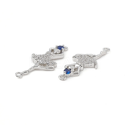 Brass Micro Pave Clear Cubic Zirconia Connector Charms KK-E068-VB036-1