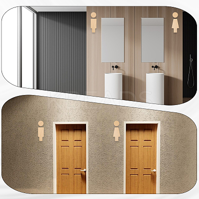 Wood Toilet Public Signs AJEW-WH20006-161-1