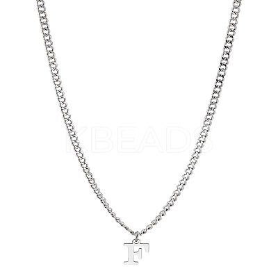 1Pc 304 Stainless Steel Letter Pendant Necklaces NJEW-LP0001-33F-P-1