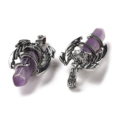 Natural Amethyst Pointed Pendants G-B042-04P-54-1