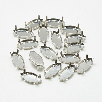 Non-Tarnish 201 Stainless Steel Sew on Prong Settings STAS-T032-04-9x18mm-1