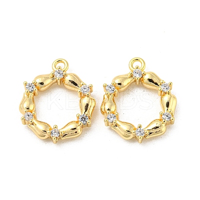 Brass Micro Pave Clear Cubic Zirconia Pendants KK-H460-20G-1