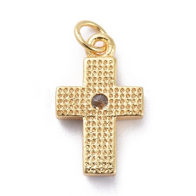 Cubic Zirconia Tiny Cross Charms KK-G363-03G-04-1