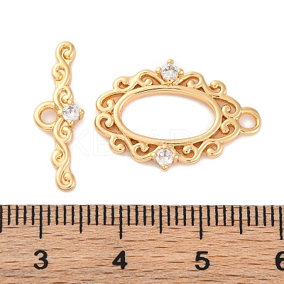 Brass Micro Pave Clear Cubic Zirconia Toggle Clasps KK-S403-17G-1