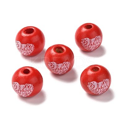 Printed Wood European Beads LS-WOOD-F011-05-1