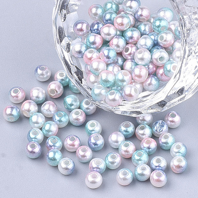 Rainbow ABS Plastic Imitation Pearl Beads OACR-Q174-4mm-05-1