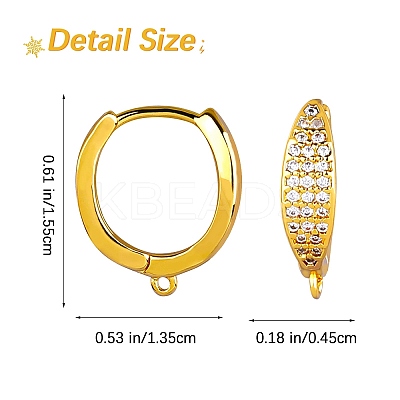 10Pcs Brass Micro Pave Clear Cubic Zirconia Hoop Earring Findings ZIRC-SZ0005-15-1